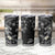 Polynesia Hammerhead Shark Tumbler Cup Tropical Flowers Tribal Pattern Black