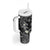 Polynesia Hammerhead Shark Tumbler With Handle Tropical Flowers Tribal Pattern Black