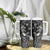 Polynesia Hammerhead Shark Tumbler With Handle Tropical Flowers Tribal Pattern Black