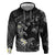 Polynesia Hammerhead Shark Zip Hoodie Tropical Flowers Tribal Pattern Black