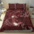 Polynesia Hammerhead Shark Bedding Set Tropical Flowers Tribal Pattern Oxblood