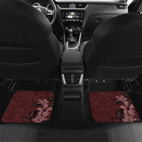 Polynesia Hammerhead Shark Car Mats Tropical Flowers Tribal Pattern Oxblood LT05 Set 2pcs - Back Oxblood - Polynesian Pride