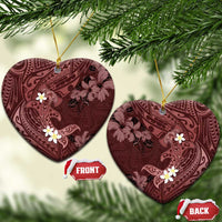 Polynesia Hammerhead Shark Ceramic Ornament Tropical Flowers Tribal Pattern Oxblood LT05 Heart Oxblood - Polynesian Pride