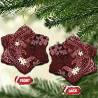 Polynesia Hammerhead Shark Ceramic Ornament Tropical Flowers Tribal Pattern Oxblood LT05 Snow Flake Oxblood - Polynesian Pride