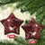 Polynesia Hammerhead Shark Ceramic Ornament Tropical Flowers Tribal Pattern Oxblood