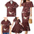 Polynesia Hammerhead Shark Family Matching Mermaid Dress and Hawaiian Shirt Tropical Flowers Tribal Pattern Oxblood