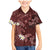 Polynesia Hammerhead Shark Family Matching Mermaid Dress and Hawaiian Shirt Tropical Flowers Tribal Pattern Oxblood