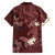 Polynesia Hammerhead Shark Family Matching Off The Shoulder Long Sleeve Dress and Hawaiian Shirt Tropical Flowers Tribal Pattern Oxblood