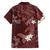 Polynesia Hammerhead Shark Family Matching Summer Maxi Dress and Hawaiian Shirt Tropical Flowers Tribal Pattern Oxblood