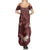 Polynesia Hammerhead Shark Family Matching Summer Maxi Dress and Hawaiian Shirt Tropical Flowers Tribal Pattern Oxblood