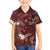 Polynesia Hammerhead Shark Family Matching Summer Maxi Dress and Hawaiian Shirt Tropical Flowers Tribal Pattern Oxblood