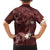 Polynesia Hammerhead Shark Family Matching Tank Maxi Dress and Hawaiian Shirt Tropical Flowers Tribal Pattern Oxblood