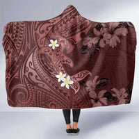 Polynesia Hammerhead Shark Hooded Blanket Tropical Flowers Tribal Pattern Oxblood LT05 One Size Oxblood - Polynesian Pride