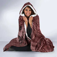 Polynesia Hammerhead Shark Hooded Blanket Tropical Flowers Tribal Pattern Oxblood LT05 - Polynesian Pride