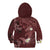 Polynesia Hammerhead Shark Kid Hoodie Tropical Flowers Tribal Pattern Oxblood