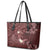 Polynesia Hammerhead Shark Leather Tote Bag Tropical Flowers Tribal Pattern Oxblood