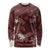 Polynesia Hammerhead Shark Long Sleeve Shirt Tropical Flowers Tribal Pattern Oxblood