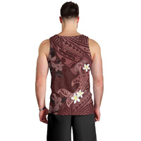 Polynesia Hammerhead Shark Men Tank Top Tropical Flowers Tribal Pattern Oxblood LT05 - Polynesian Pride