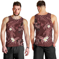 Polynesia Hammerhead Shark Men Tank Top Tropical Flowers Tribal Pattern Oxblood LT05 - Polynesian Pride