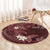 Polynesia Hammerhead Shark Round Carpet Tropical Flowers Tribal Pattern Oxblood