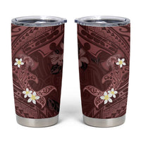 Polynesia Hammerhead Shark Tumbler Cup Tropical Flowers Tribal Pattern Oxblood LT05 Oxblood - Polynesian Pride