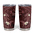 Polynesia Hammerhead Shark Tumbler Cup Tropical Flowers Tribal Pattern Oxblood