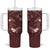 Polynesia Hammerhead Shark Tumbler With Handle Tropical Flowers Tribal Pattern Oxblood