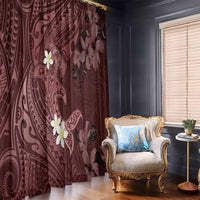 Polynesia Hammerhead Shark Window Curtain Tropical Flowers Tribal Pattern Oxblood LT05 - Polynesian Pride