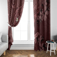 Polynesia Hammerhead Shark Window Curtain Tropical Flowers Tribal Pattern Oxblood LT05 - Polynesian Pride