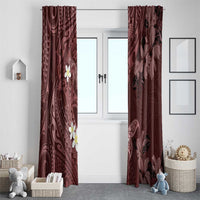 Polynesia Hammerhead Shark Window Curtain Tropical Flowers Tribal Pattern Oxblood LT05 - Polynesian Pride