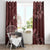 Polynesia Hammerhead Shark Window Curtain Tropical Flowers Tribal Pattern Oxblood