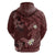 Polynesia Hammerhead Shark Zip Hoodie Tropical Flowers Tribal Pattern Oxblood