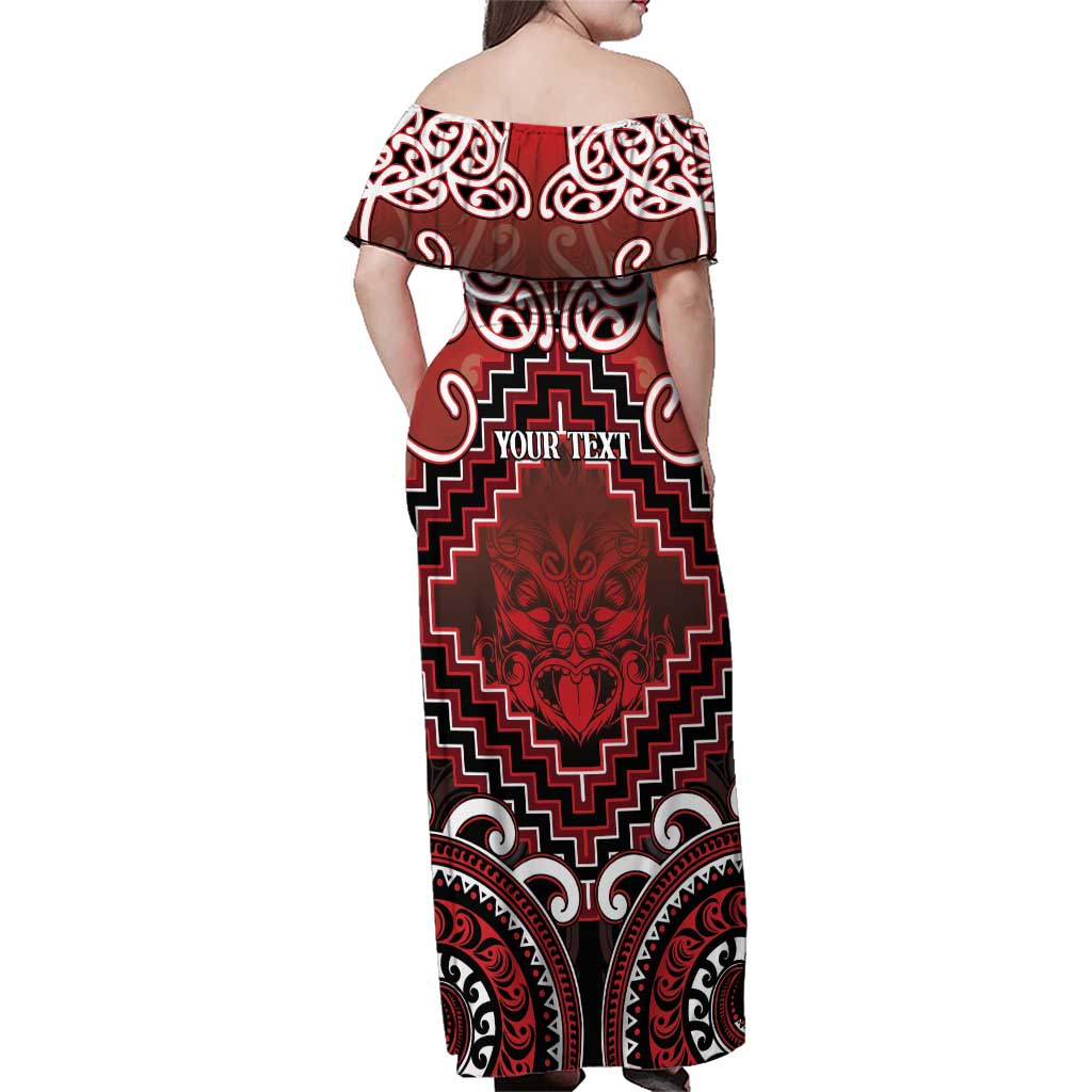 Personalised New Zealand Aotearoa Family Matching Off Shoulder Maxi Dress and Hawaiian Shirt Te Reo Maori Ake Ake Ake - Polynesian Pride