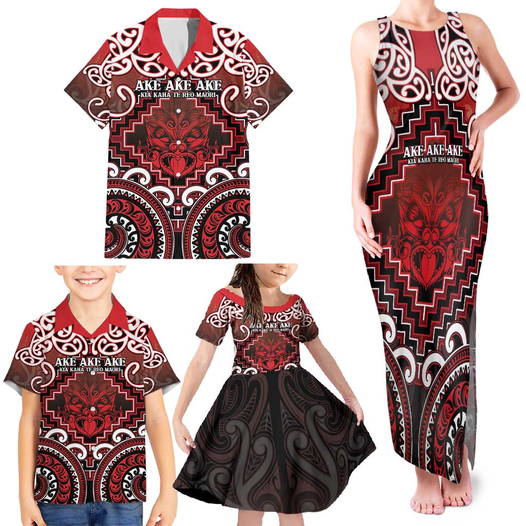 Personalised New Zealand Aotearoa Family Matching Tank Maxi Dress and Hawaiian Shirt Te Reo Maori Ake Ake Ake - Polynesian Pride