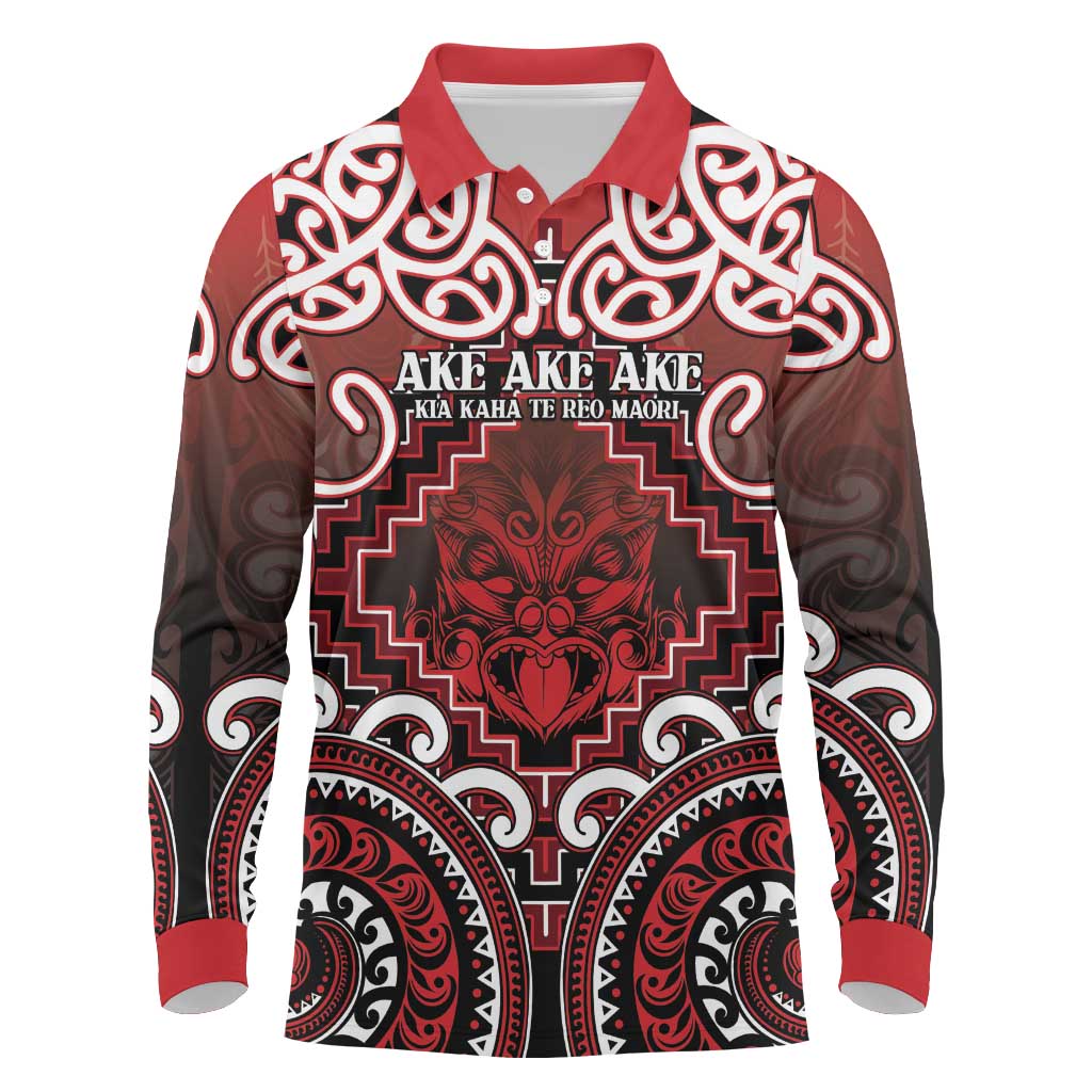 Personalised New Zealand Aotearoa Long Sleeve Polo Shirt Te Reo Maori Ake Ake Ake - Polynesian Pride