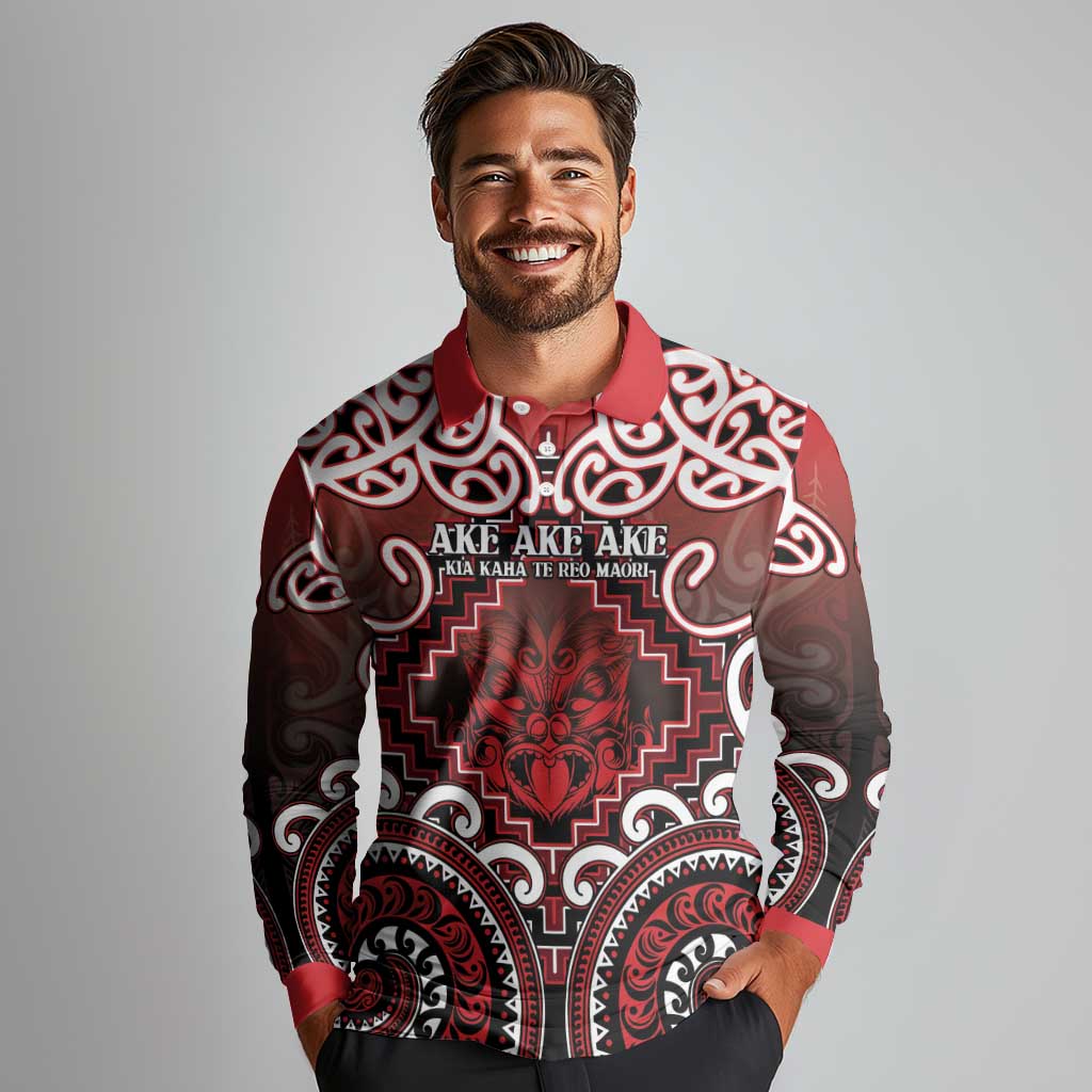 Personalised New Zealand Aotearoa Long Sleeve Polo Shirt Te Reo Maori Ake Ake Ake - Polynesian Pride