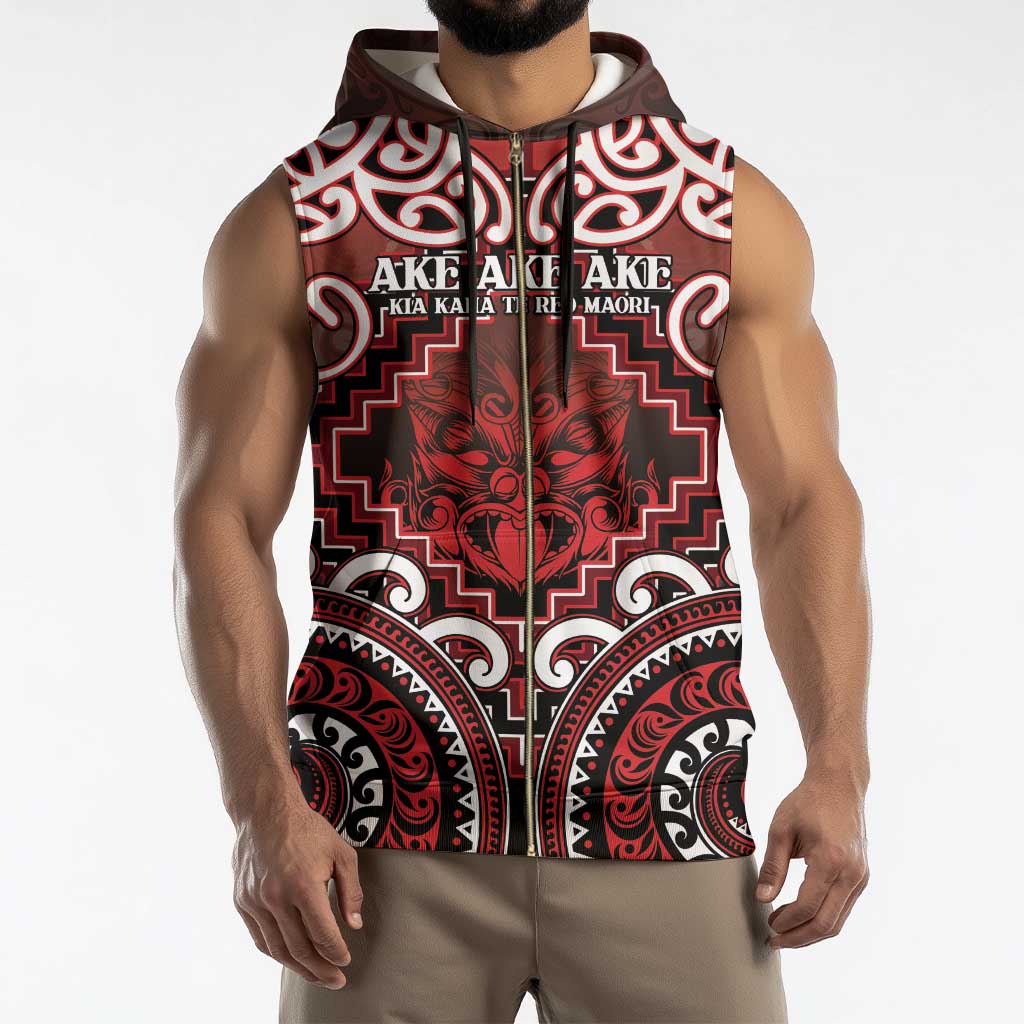 Personalised New Zealand Aotearoa Sleeveless Zip Hoodie Te Reo Maori Ake Ake Ake - Polynesian Pride