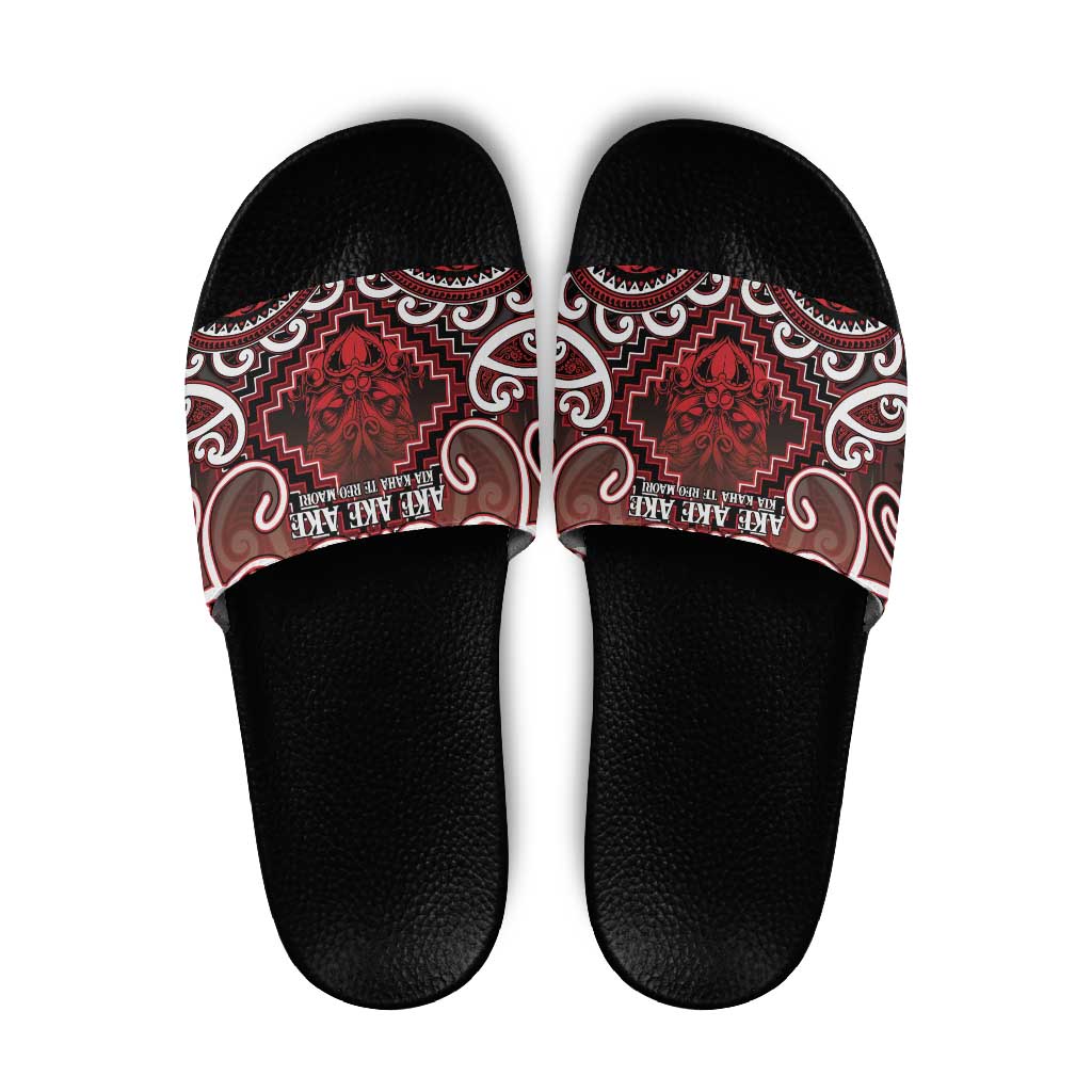 New Zealand Aotearoa Slide Sandals Te Reo Maori Ake Ake Ake - Polynesian Pride