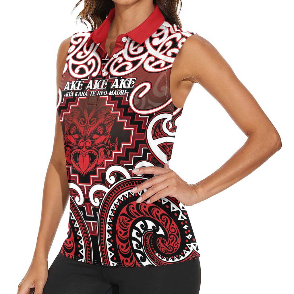 Personalised New Zealand Aotearoa Women Sleeveless Polo Shirt Te Reo Maori Ake Ake Ake - Polynesian Pride