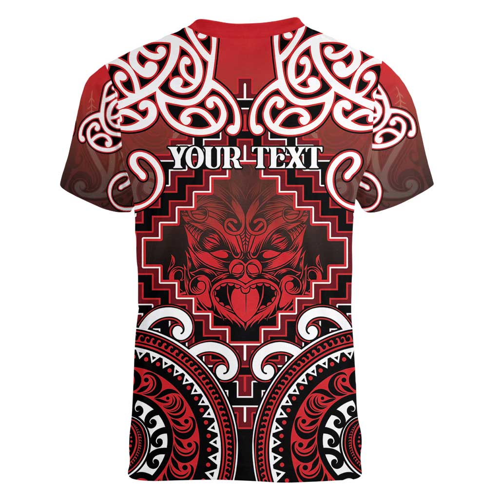 Personalised New Zealand Aotearoa Women V-Neck T-Shirt Te Reo Maori Ake Ake Ake - Polynesian Pride