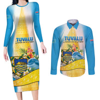 Personalised Tuvalu Independence Day Couples Matching Long Sleeve Bodycon Dress and Long Sleeve Button Shirt Tuvalu Mo Te Atua - Polynesian Pride