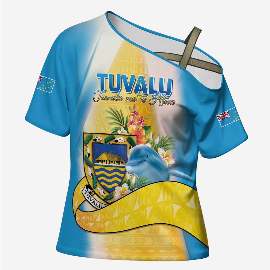 Personalised Tuvalu Independence Day Cross Shoulder Shirt Tuvalu Mo Te Atua - Polynesian Pride