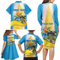 Personalised Tuvalu Independence Day Family Matching Long Sleeve Bodycon Dress and Hawaiian Shirt Tuvalu Mo Te Atua - Polynesian Pride