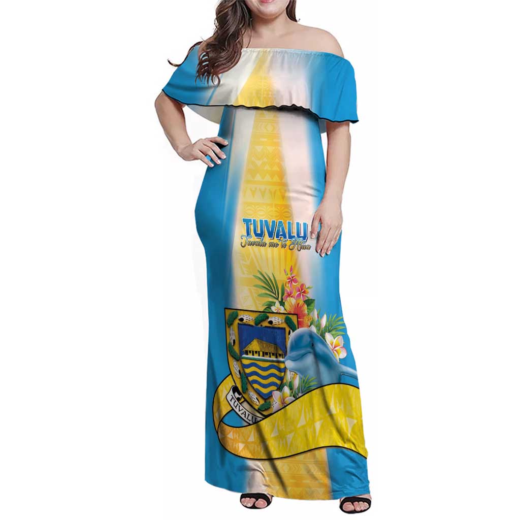 Personalised Tuvalu Independence Day Family Matching Off Shoulder Maxi Dress and Hawaiian Shirt Tuvalu Mo Te Atua - Polynesian Pride
