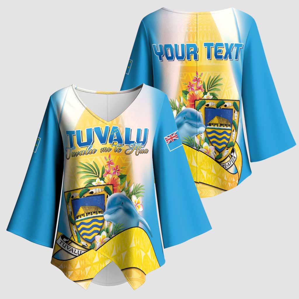 Personalised Tuvalu Independence Day Kimono Sleeve Blouse Tuvalu Mo Te Atua - Polynesian Pride