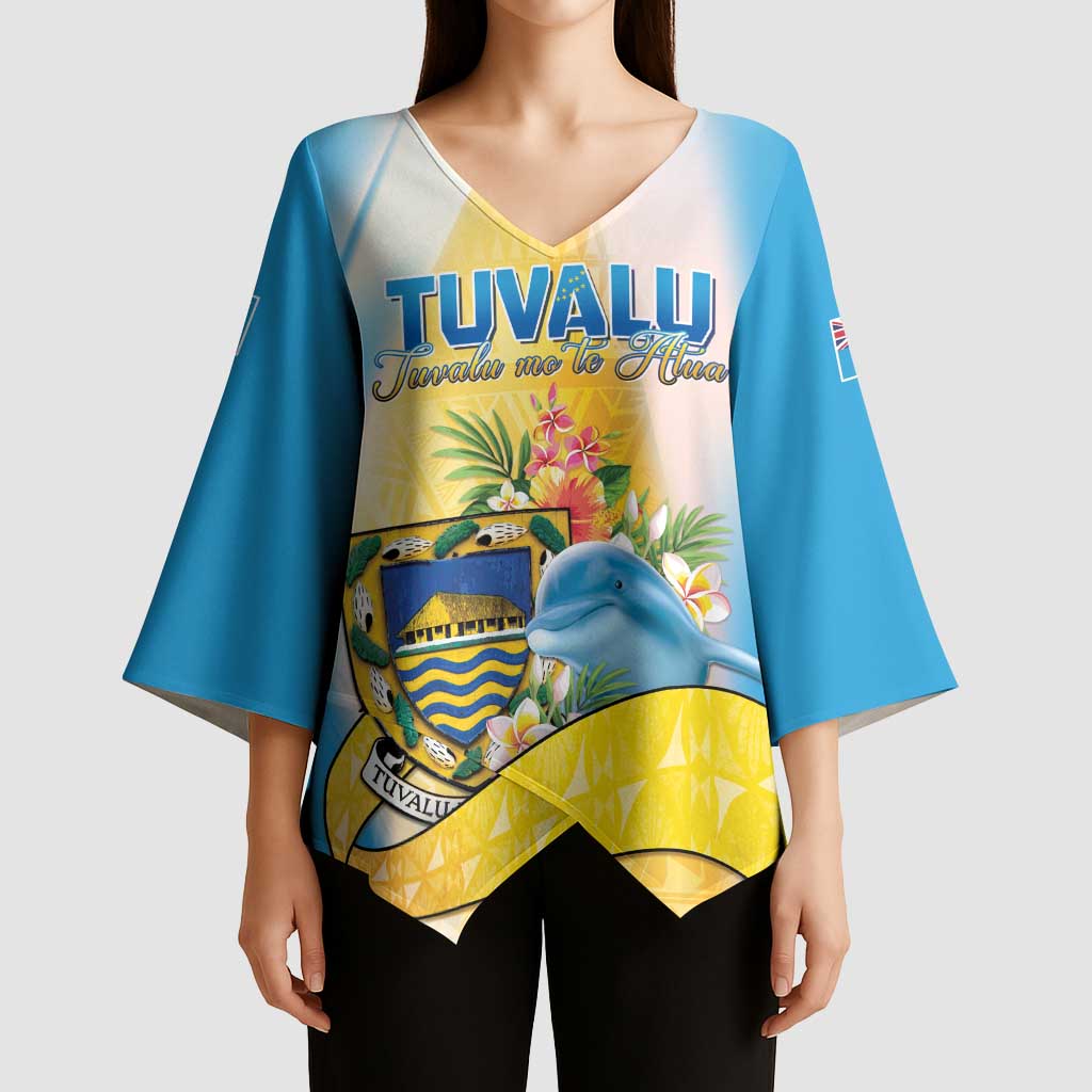 Personalised Tuvalu Independence Day Kimono Sleeve Blouse Tuvalu Mo Te Atua - Polynesian Pride