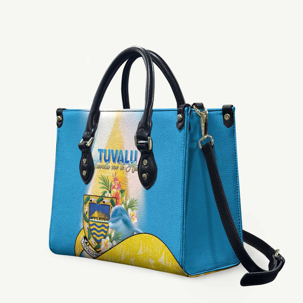 Tuvalu Independence Day Leather Bag Tuvalu Mo Te Atua - Polynesian Pride
