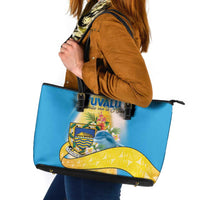 Tuvalu Independence Day Leather Tote Bag Tuvalu Mo Te Atua - Polynesian Pride