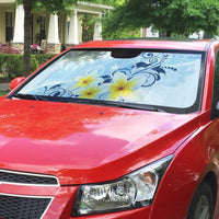 FSM Chuuk Constitution Day Auto Sun Shade Polynesian Curves Plumeria - Polynesian Pride