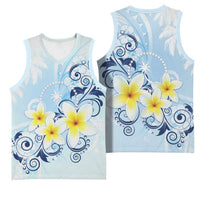 FSM Chuuk Constitution Day Basketball Jersey Polynesian Curves Plumeria - Polynesian Pride